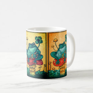 Cottagecore frog with mushroom coffee mug