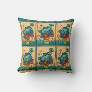 Cottagecore frog with mushroom  cushion