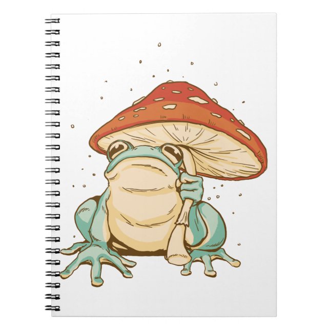Cottagecore frog with mushroom notebook (Front)