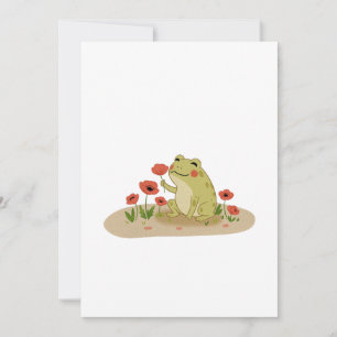 Cottagecore Frog with Poppies Invitation