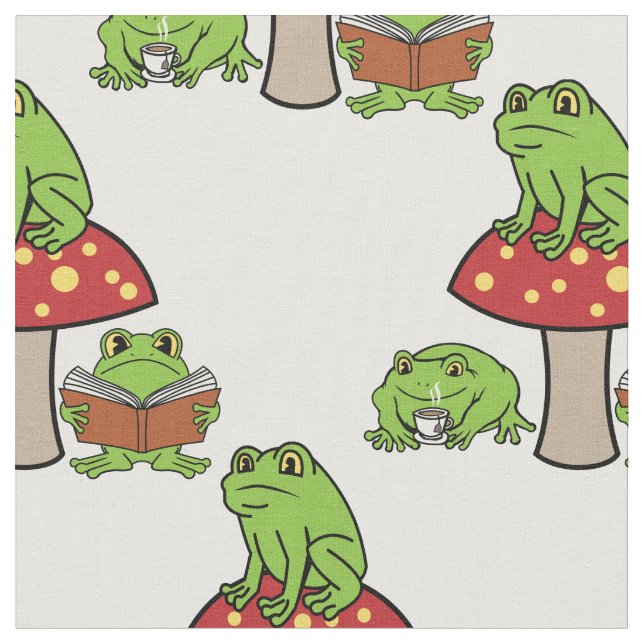 Cottagecore Frogs Thunder_Cove  Fabric (Close Up)