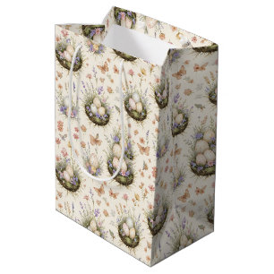 Cottagecore Garden Easter Eggs Nests Vintage Bota Medium Gift Bag