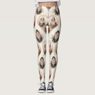 Cottagecore Garden Gnome Vintage Watercolor Leggings