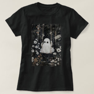 Cottagecore Ghost Swing Floral Aesthetic Halloween T-Shirt
