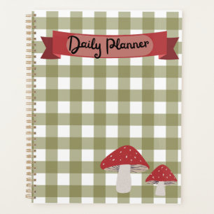 Cottagecore gingham mushroom planner