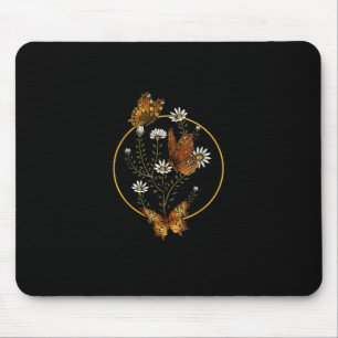 Cottagecore Goblincore Fairycore Graphic Flower Bu Mouse Pad