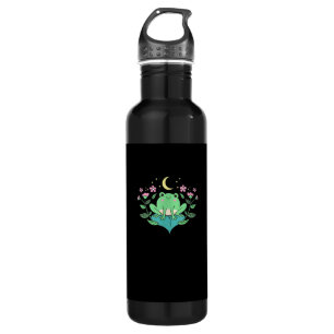 Cottagecore Goblincore Moon Flowers Forest Frog Mu 710 Ml Water Bottle