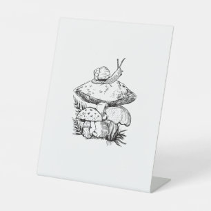Cottagecore Goblincore Mushroom Snail Pedestal Sign