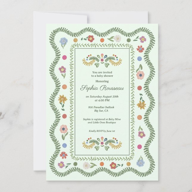 Cottagecore Green Baby Shower Invitation (Front)