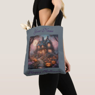 Cottagecore Haunted Halloween House Tote Bag