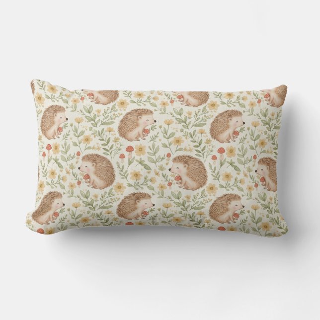 Cottagecore Hedgehog Lumbar Cushion (Front)