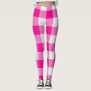 cottagecore hot pink gingham plaid leggings