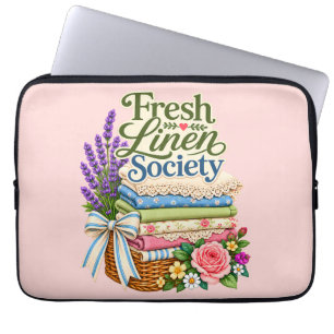 Cottagecore Laundry Lavender Floral Linens Laptop Sleeve