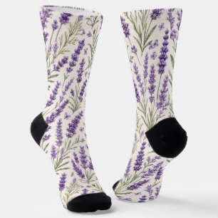 Cottagecore Lavender Sprig Botanical Socks