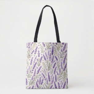 Cottagecore Lavender Sprig Botanical Tote Bag