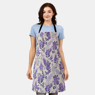 Cottagecore Lilac Flower Cream Floral Pattern Apron