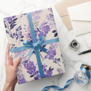 Cottagecore Lilac Flower Cream Floral Pattern Wrapping Paper