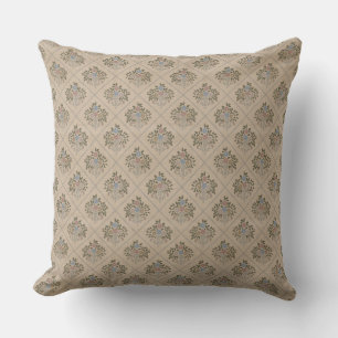 Cottagecore Linen Block Print Vintage Garden Cushion
