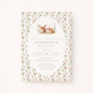 Cottagecore Little Fawn Birthday Invitation