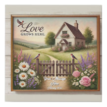 Cottagecore “Love Grows Here” Faux Wrapped Canvas