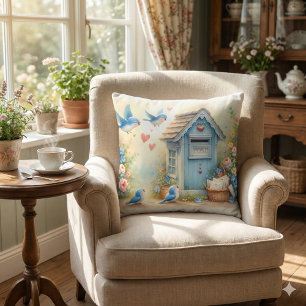 Cottagecore Love Letters Bluebird Mailbox Cushion