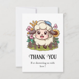 Cottagecore Lovely Sheep Baby Shower Thank You Card
