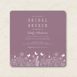 Cottagecore Mauve Floral Bridal Brunch Invite 