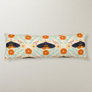 Cottagecore Moth Pattern Art Retro Floral Design Body Cushion