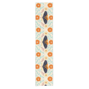 Cottagecore Moth Pattern Art Retro Floral Design Short Table Runner