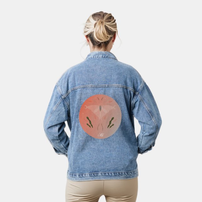 Cottagecore Moth Personalised Denim Jacket (Model)