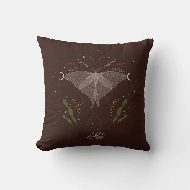 Cottagecore Moth Personalised Throw Pillow (Front)