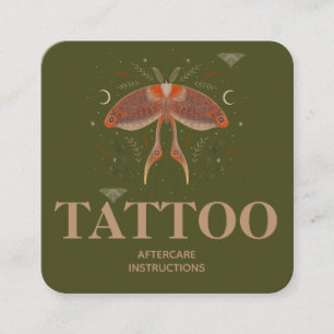 Cottagecore Moth Tattoo Aftercare Instructions Square Business Card