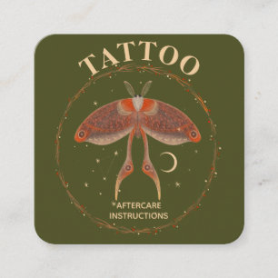 Cottagecore Moth Tattoo Aftercare Instructions Square Business Card