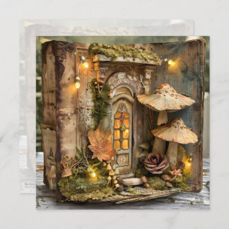 Cottagecore Mushroom Book Fall Scrapbook Journal Invitation