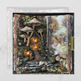 Cottagecore Mushroom Book Fall Scrapbook Journal Invitation