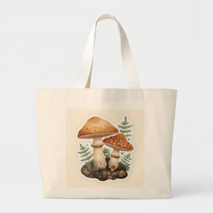Cottagecore Mushroom Botanical Nature Aesthetic To Large Tote Bag