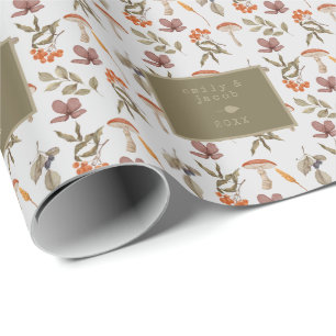 Cottagecore Mushroom Botanical Picture Christmas Wrapping Paper