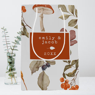 Cottagecore Mushroom Botanical Woodsy Christmas Medium Gift Bag