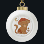 Cottagecore Mushroom Cat with Hat – Cute Vintage G Ceramic Ball Christmas Ornament<br><div class="desc">Cottagecore Mushroom Cat with Hat – Cute Vintage Grunge Aesthetic</div>
