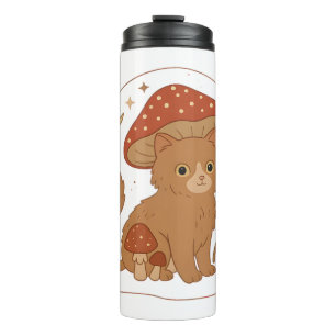 Cottagecore Mushroom Cat with Hat – Cute Vintage G Thermal Tumbler