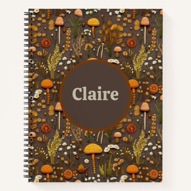 Cottagecore Mushroom Embroidery Bullet Journal (Front)