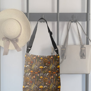 Cottagecore Mushroom Embroidery  Crossbody Bag