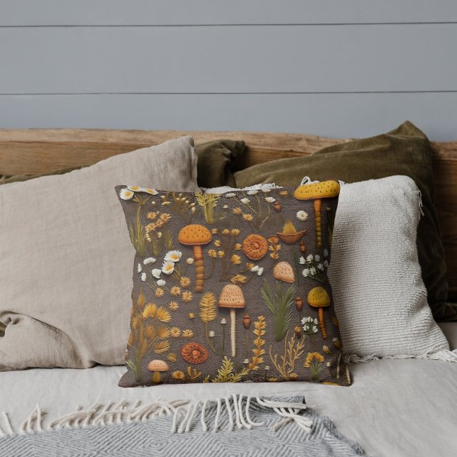 Cottagecore Mushroom Embroidery Cushion (Creator Uploaded)