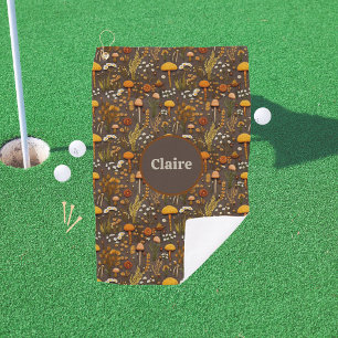 Cottagecore Mushroom Embroidery Personalised Golf Towel