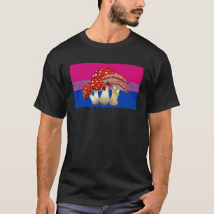 Cottagecore Mushroom Love Bisexual Pride Flag Myco T-Shirt