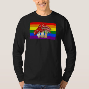 Cottagecore Mushroom Love Gay Pride Flag Mycology  T-Shirt