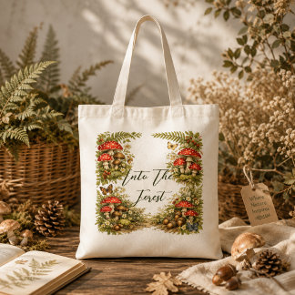 Cottagecore Mushroom Tote Bag | Woodland Botanical
