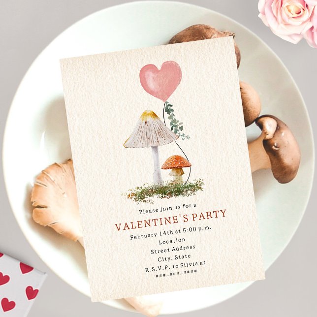 Cottagecore Mushroom Valentine's Party Invitation (Creator Uploaded)