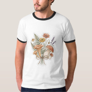 Cottagecore Mushroom Wildflower Watercolor Botanic T-Shirt
