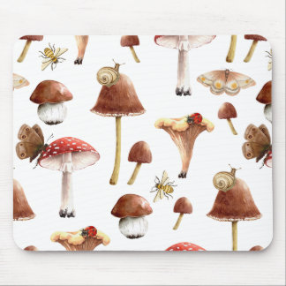 Cottagecore Mushrooms and Insects Forest Woodland Mouse Pad